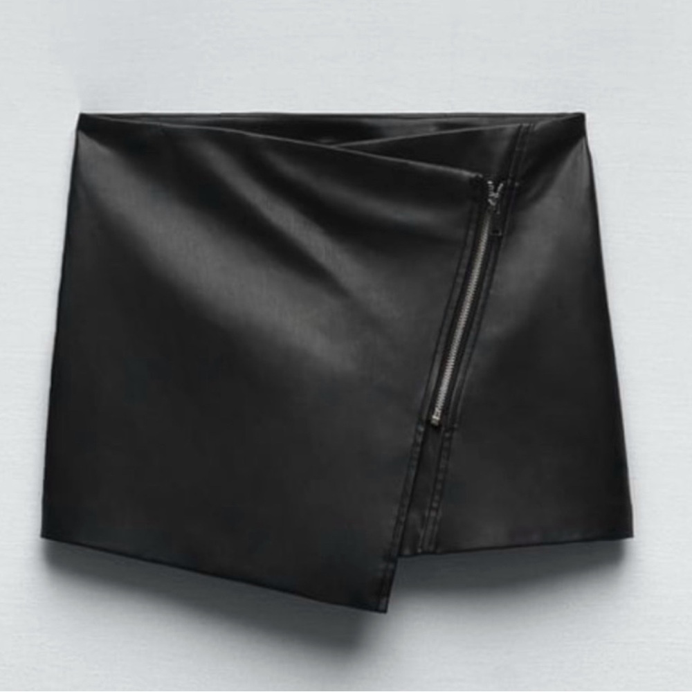 Faux Leather Irregular Asymmetric Skirt